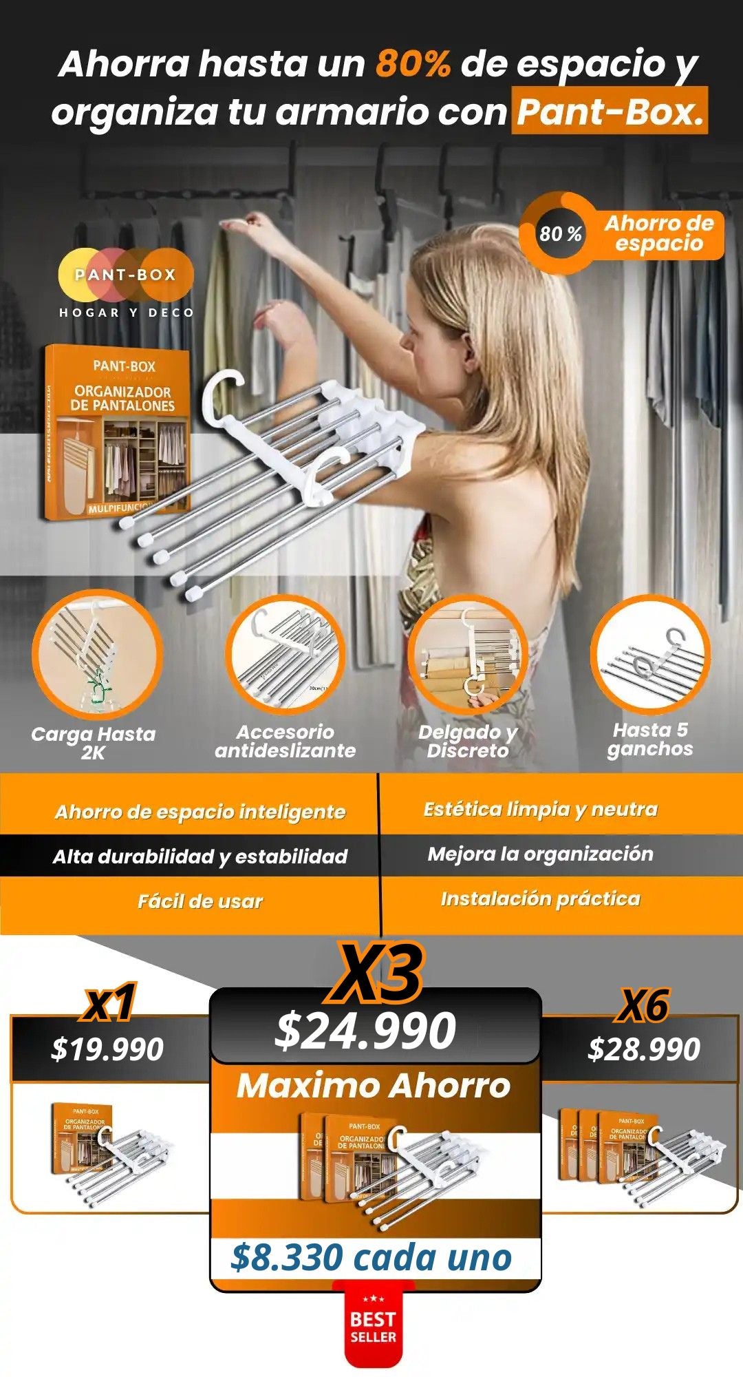 Pant-Box® - Perchero Mágico - Organiza y ahorra espacios