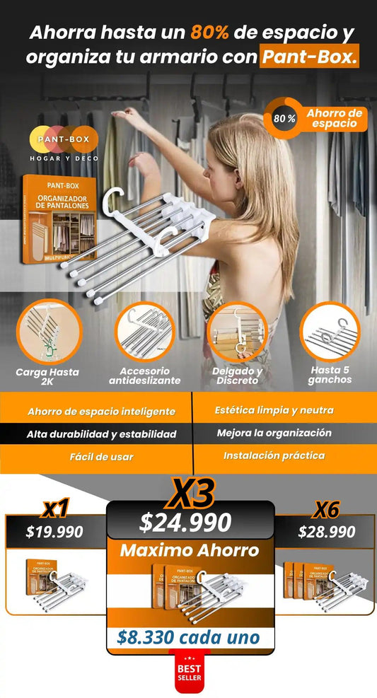 Pant-Box® - Perchero Mágico - Organiza y ahorra espacios